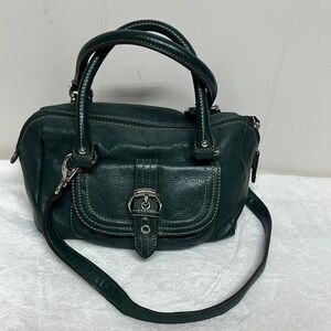 Tignanello Green Leather Satchel with Adjustable Strap